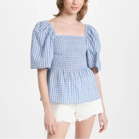 New! Stella Nova Penelope smocked peplum open back top nwt 17499 - Picture 2 of 16